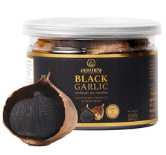HOMTIEM Black Garlic 90-days fermentation jar, rich and sweet cloves for versatile use.
