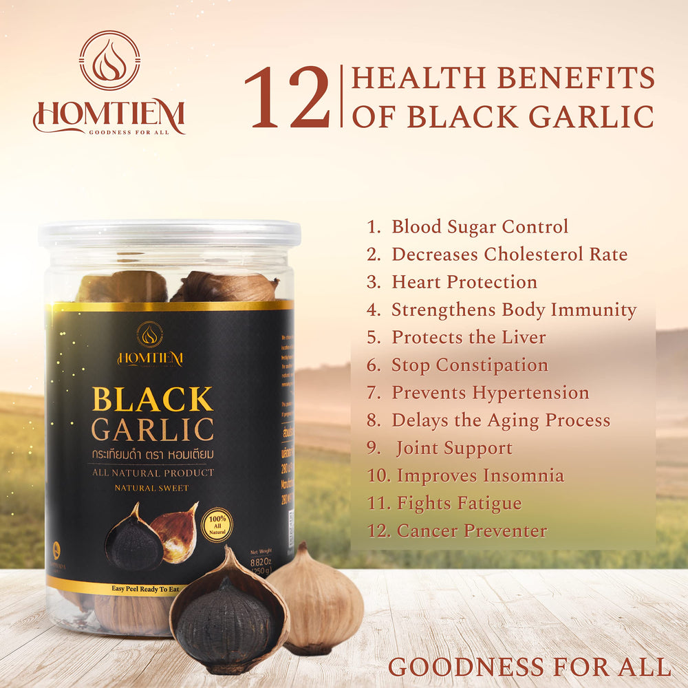 HOMTIEM Black Garlic used in salads or trail mix.