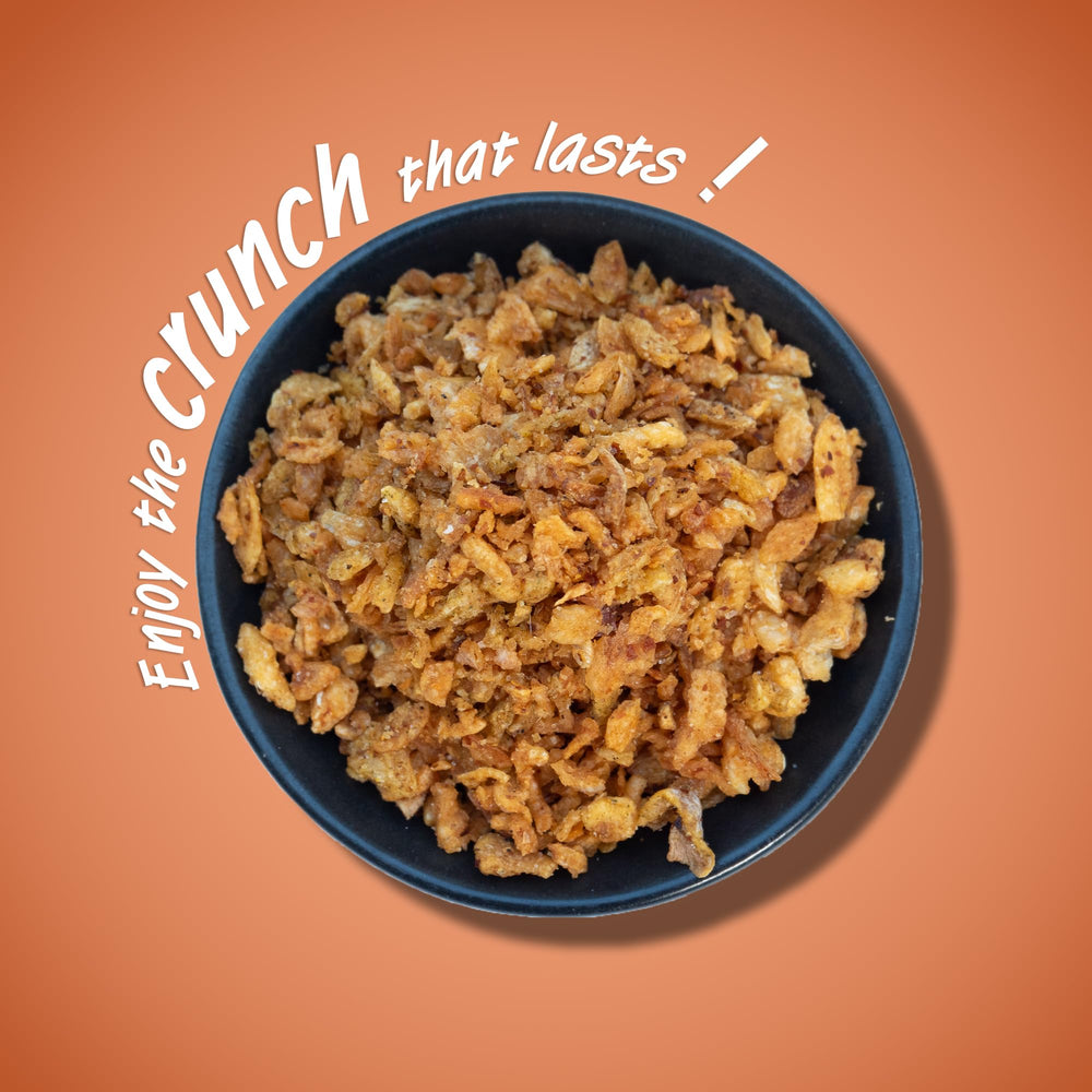 HOMTIEM Crispy Garlic and Onion packaging preserves crunch