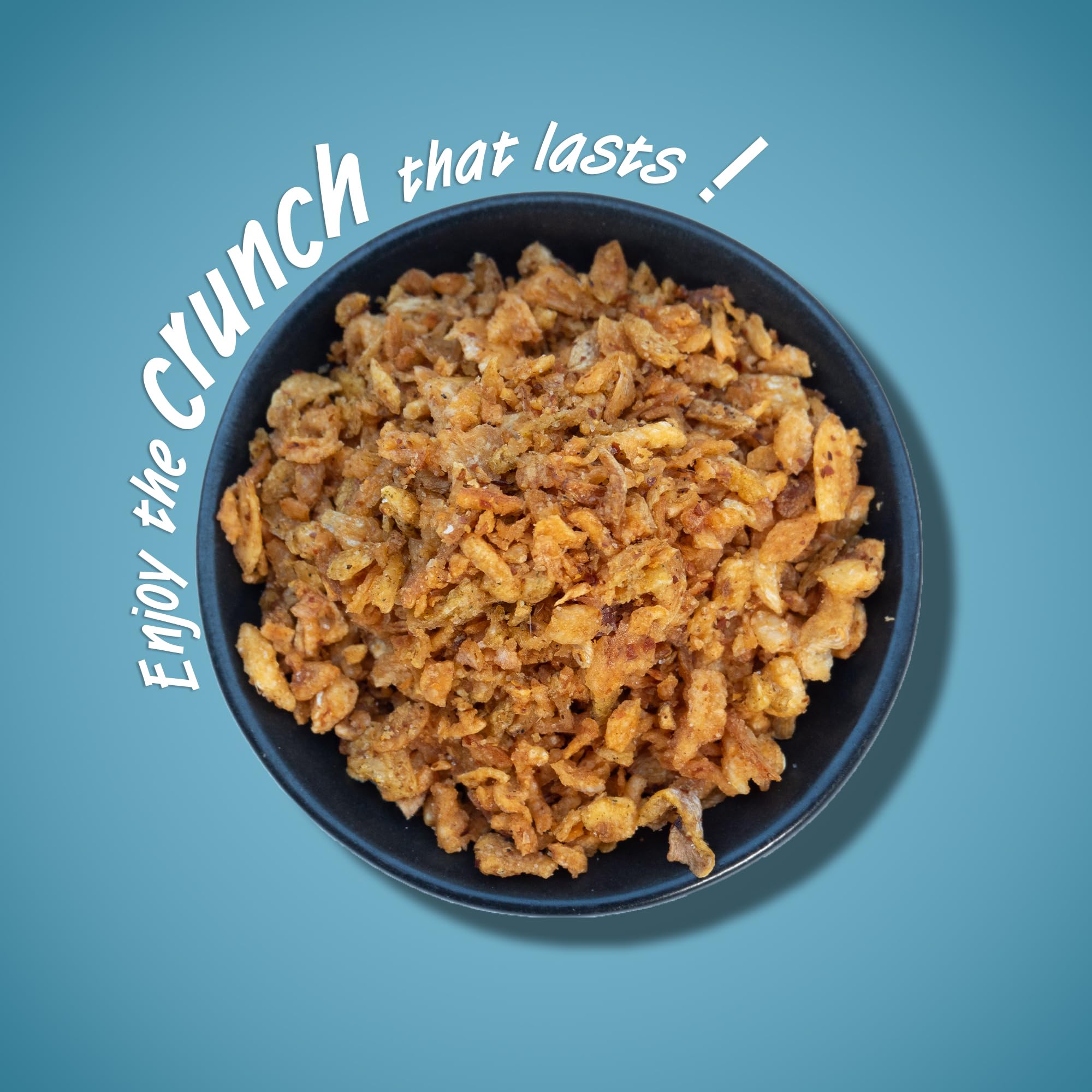 Homtiem Crispy Garlic & Onion resealable bag ready-to-use seasoning.