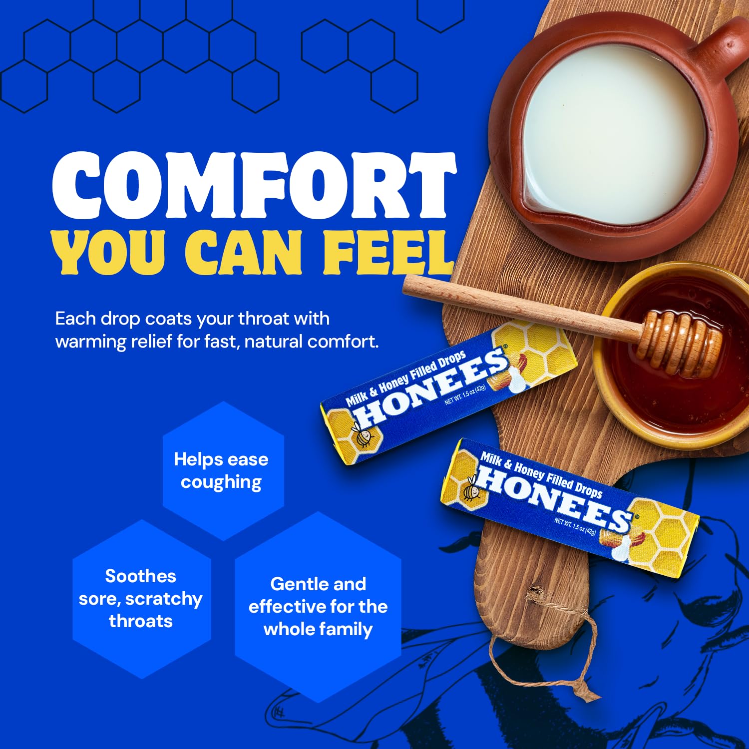 Honees Milk & Honey drops on a surface for quick use