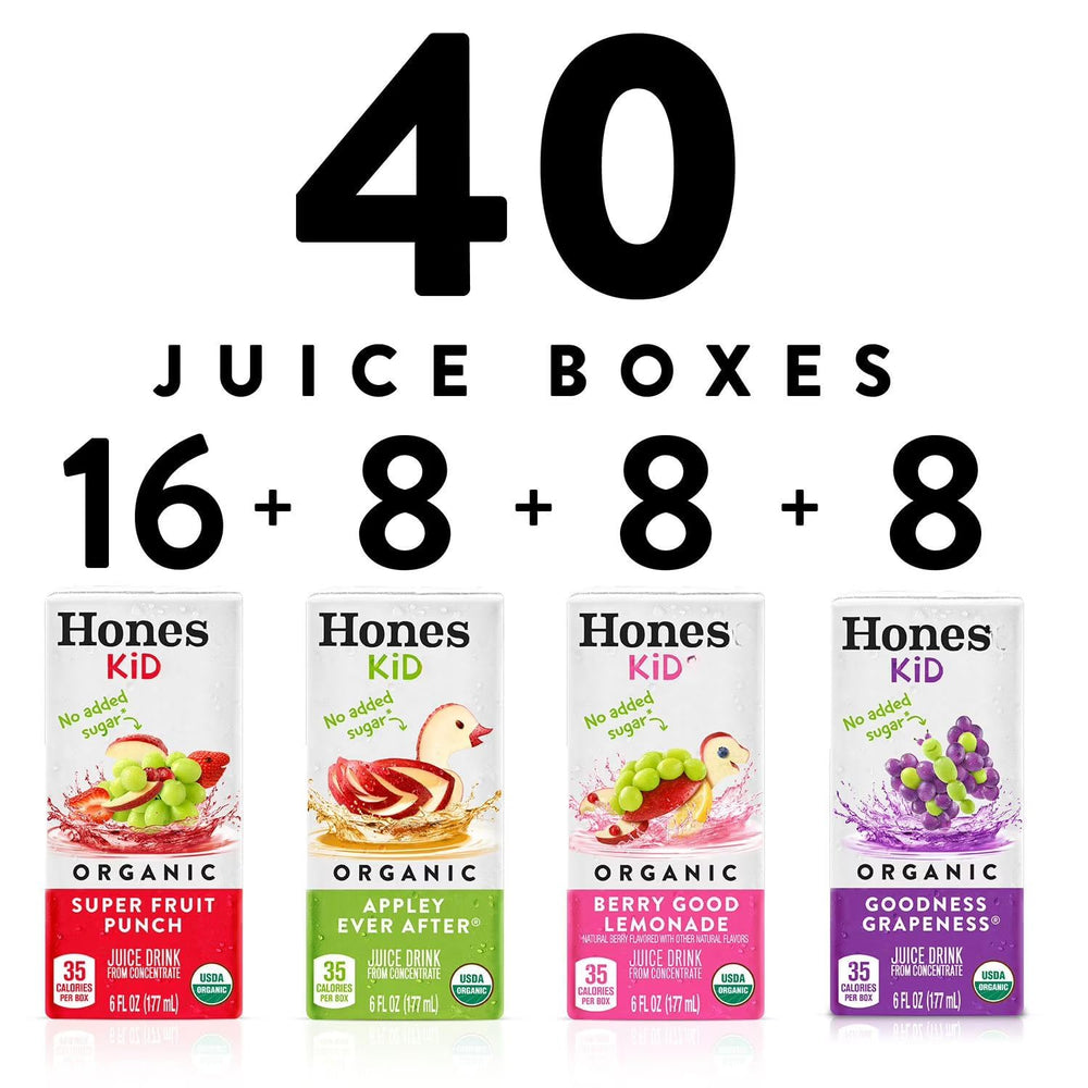 Honest Kid Grape juice box 6oz—classic taste, convenient for school lunches and family road trips.