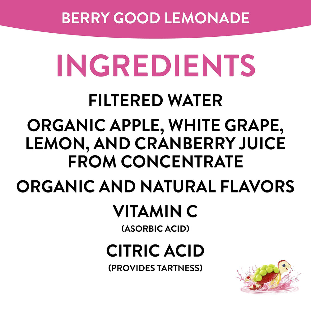 Honest Kids Berry Good Lemonade packaging box emphasizes recyclability and sustainability.