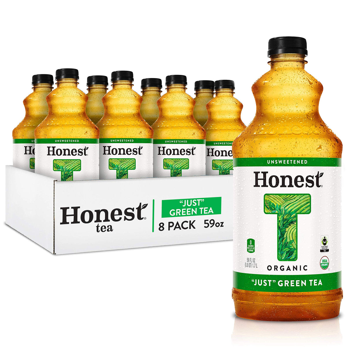 Honest Tea Just Green Tea 59oz bottle showing organic, real-brewed flavor for everyday refreshment.