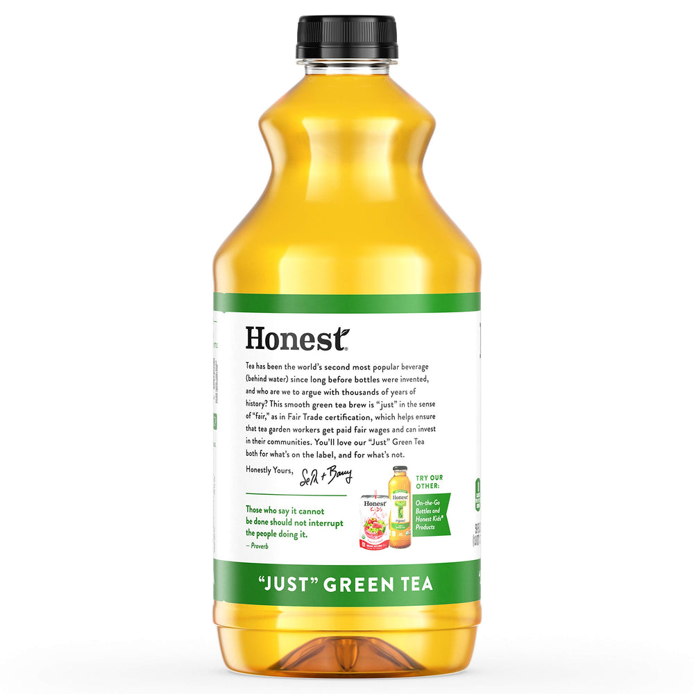 Honest Tea Just Green Tea 59oz glass pour captures refreshing, real-brewed flavor at home.