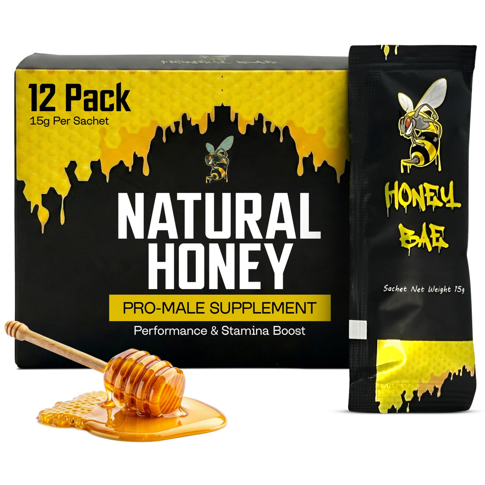Honey Bae natural honey sachets pack front for on-the-go energy