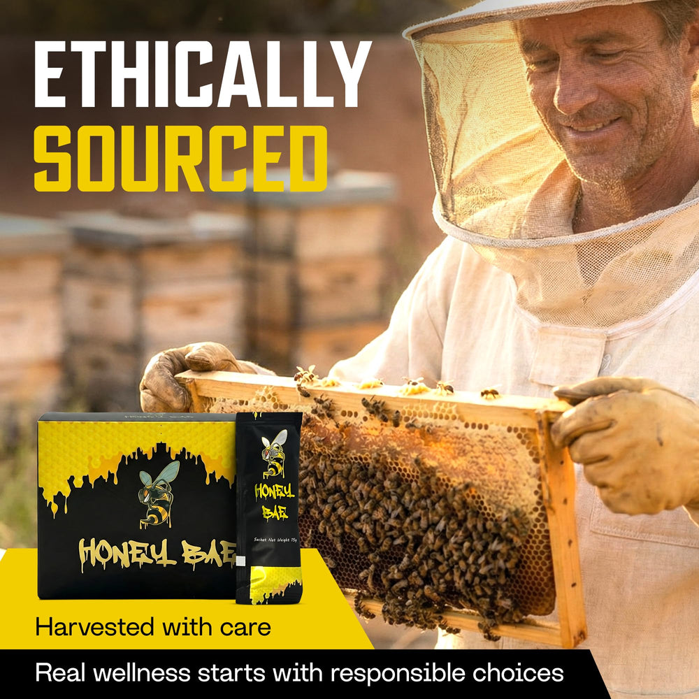Honey Bae travel and workout scenario featuring portable energy sachets