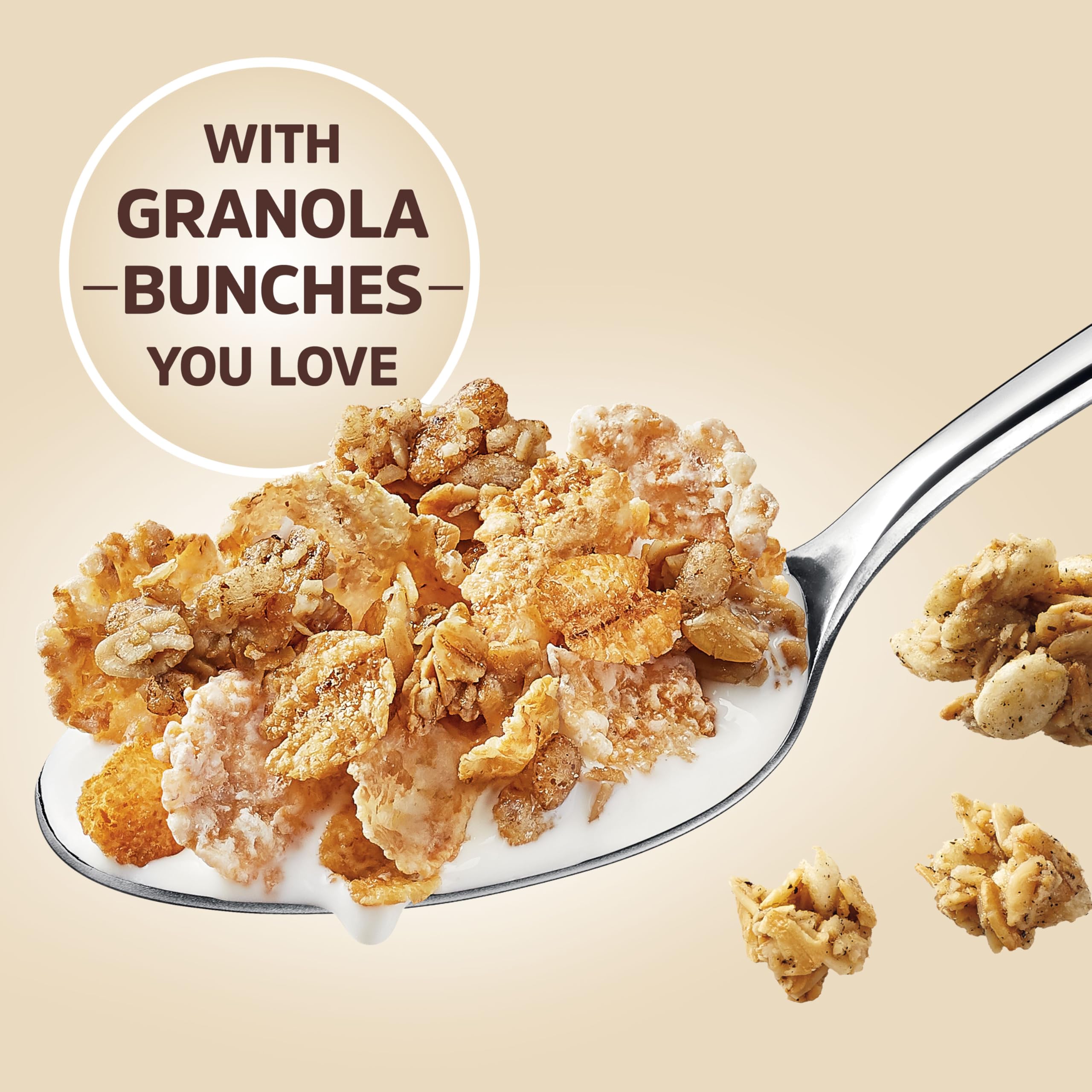 Honey Bunches of Oats Vanilla cereal topped with fresh fruit.
