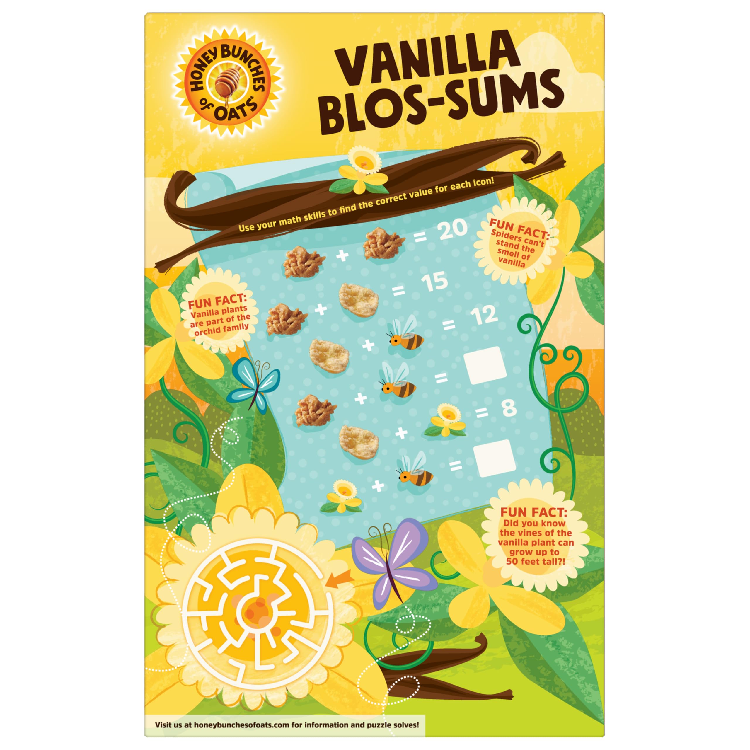 18-ounce family-size Honey Bunches of Oats box emphasizes value for sharing.