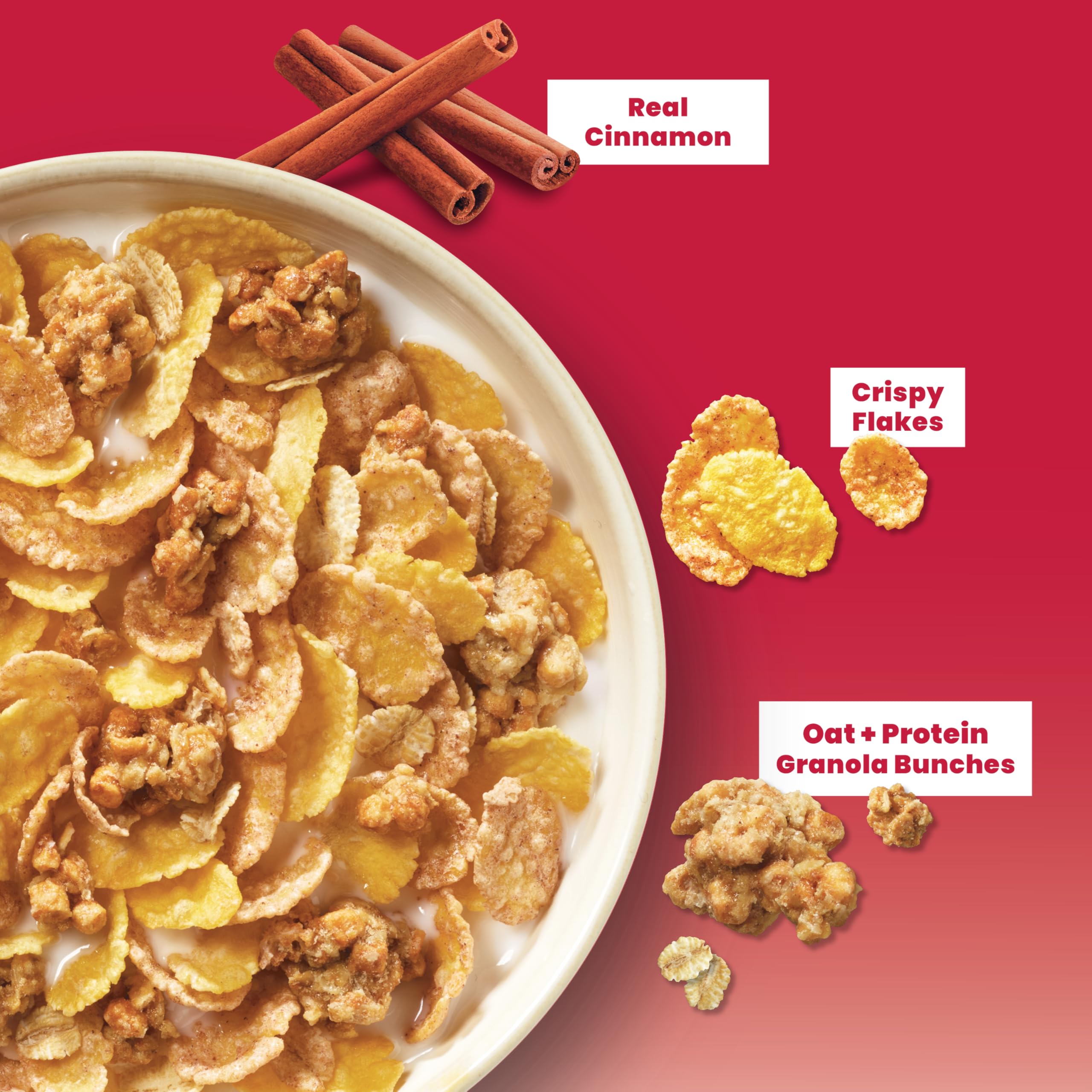 Honey Bunches of Oats Cinnamon Protein Cereal with honey drizzle highlighting natural sweetness