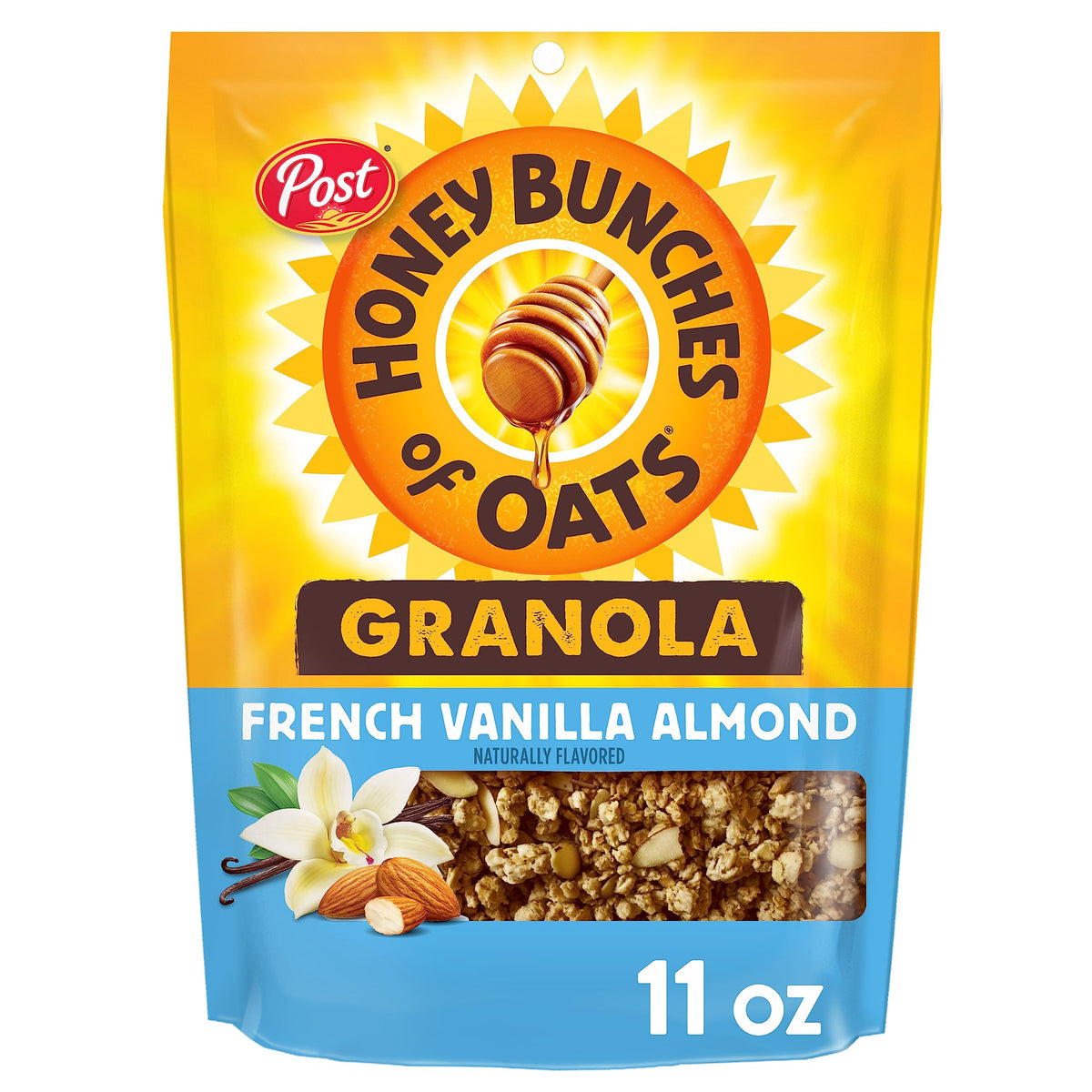 Honey Bunches of Oats French Vanilla Almond granola clusters add crave-worthy texture to mornings.