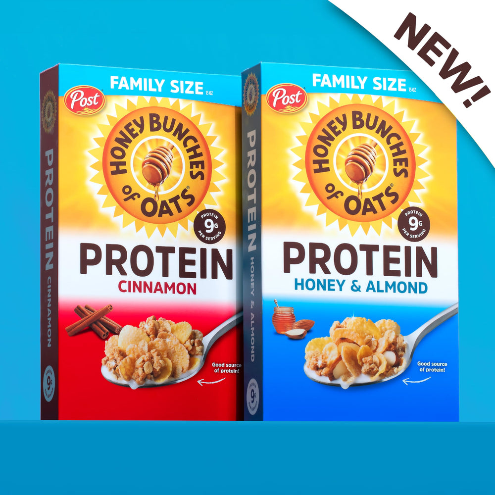 Honey Bunches of Oats box on a kitchen counter for quick mornings.