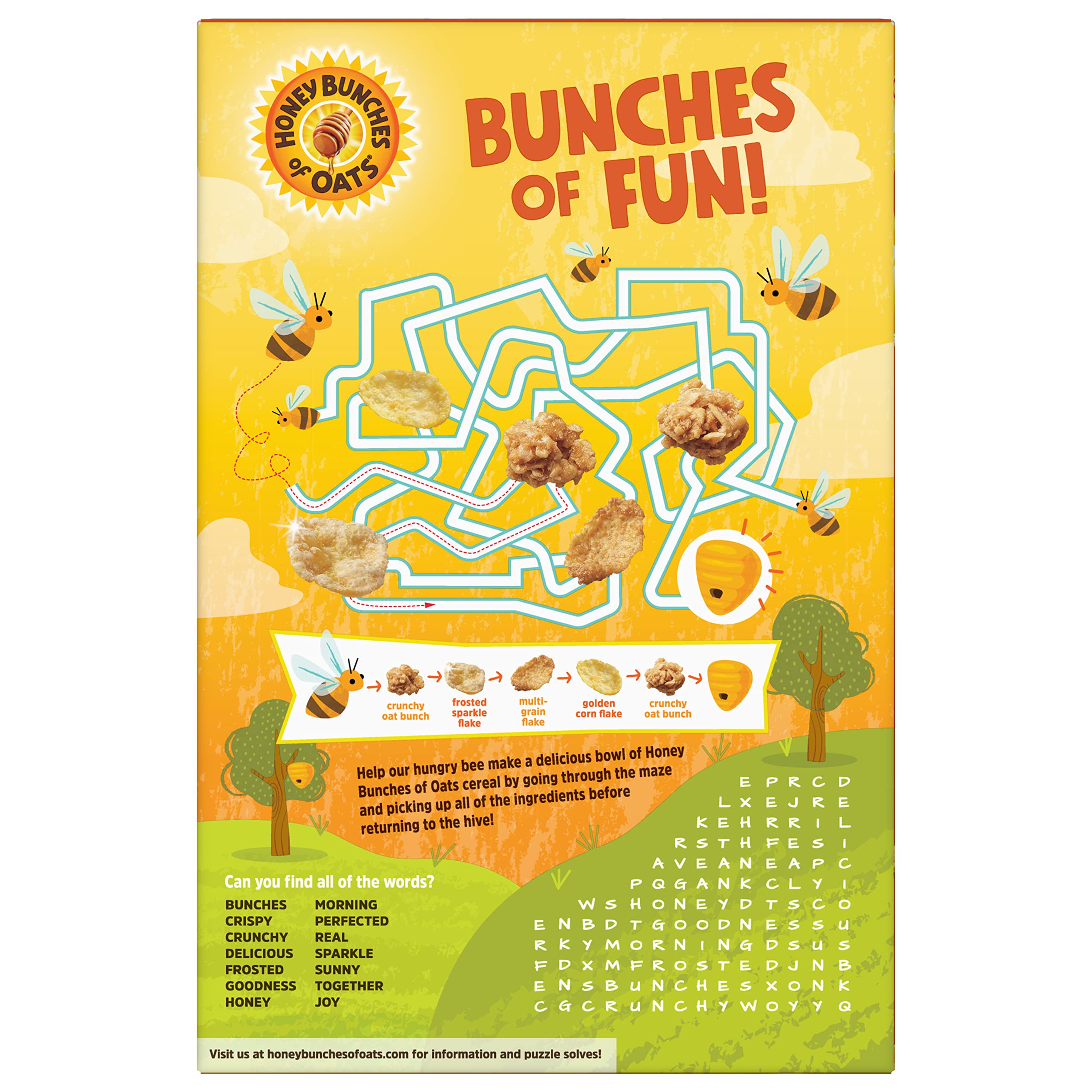Honey Bunches of Oats milk-pour: pairing with milk enhances creamy texture and flavor balance.