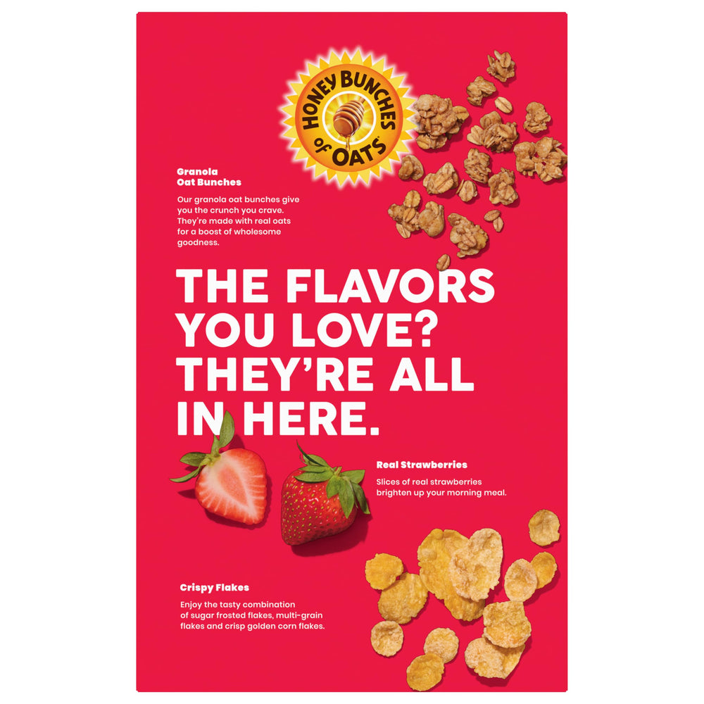 Honey Bunches of Oats with Real Strawberries snack-from-box offers convenient hunger relief