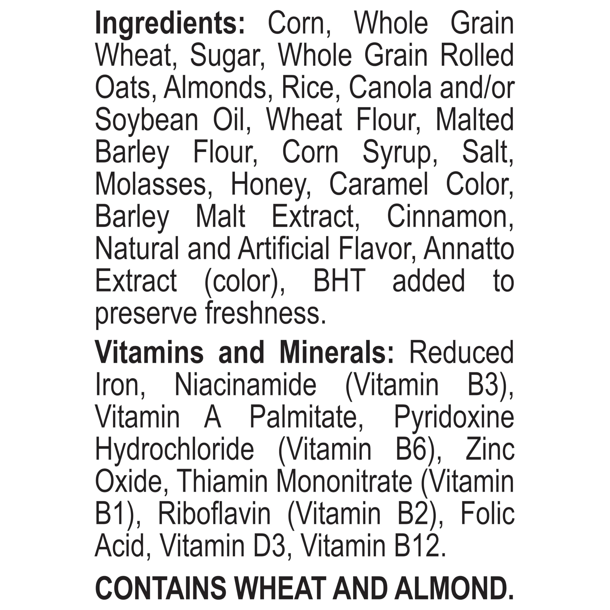 Honey Bunches of Oats with Almonds crunchy flakes closeup emphasizes crisp texture