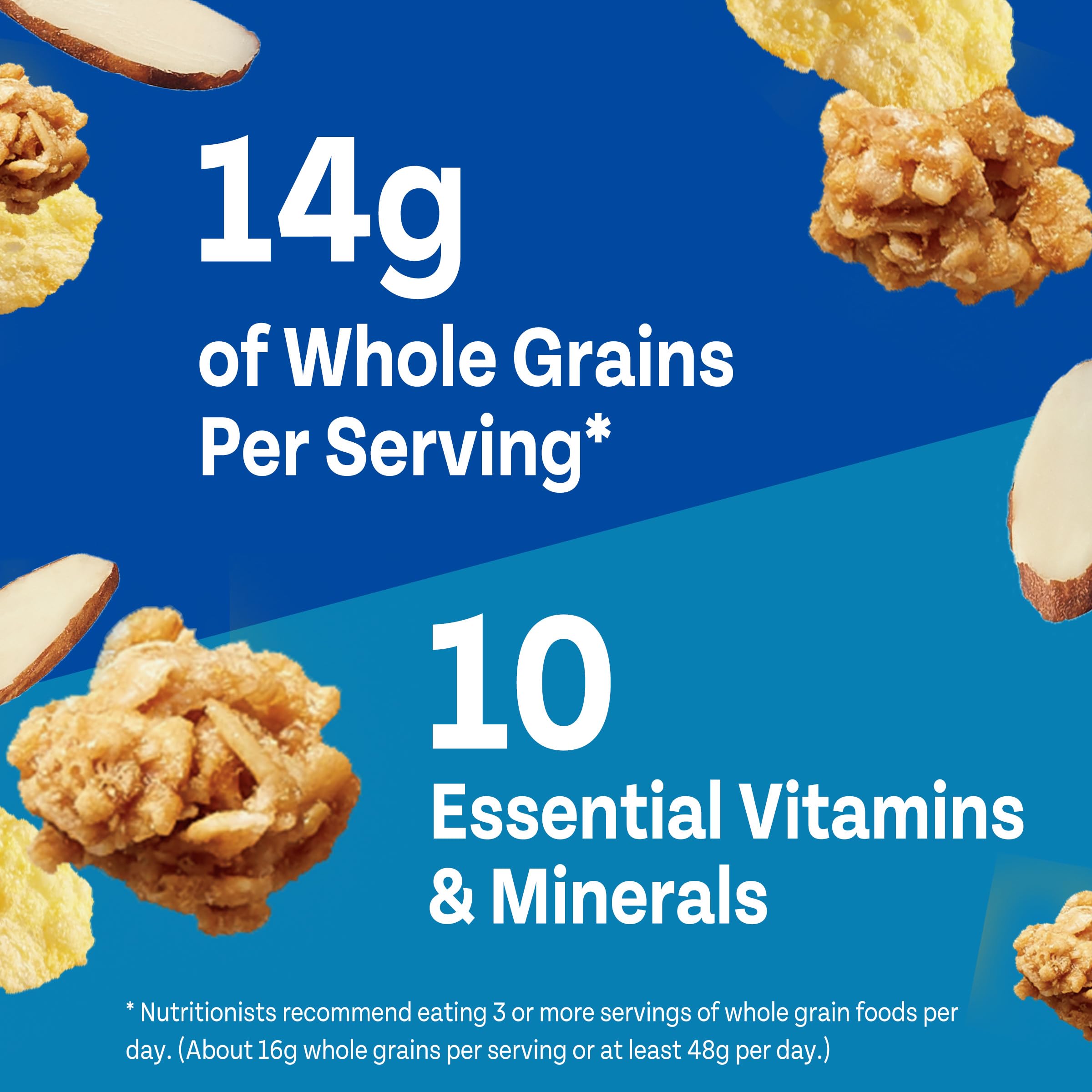 Honey Bunches of Oats with Almonds yogurt topping suggests a parfait option