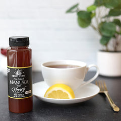 Honey Feast Authentic New Zealand Manuka honey bottle showcases MGO182 quality