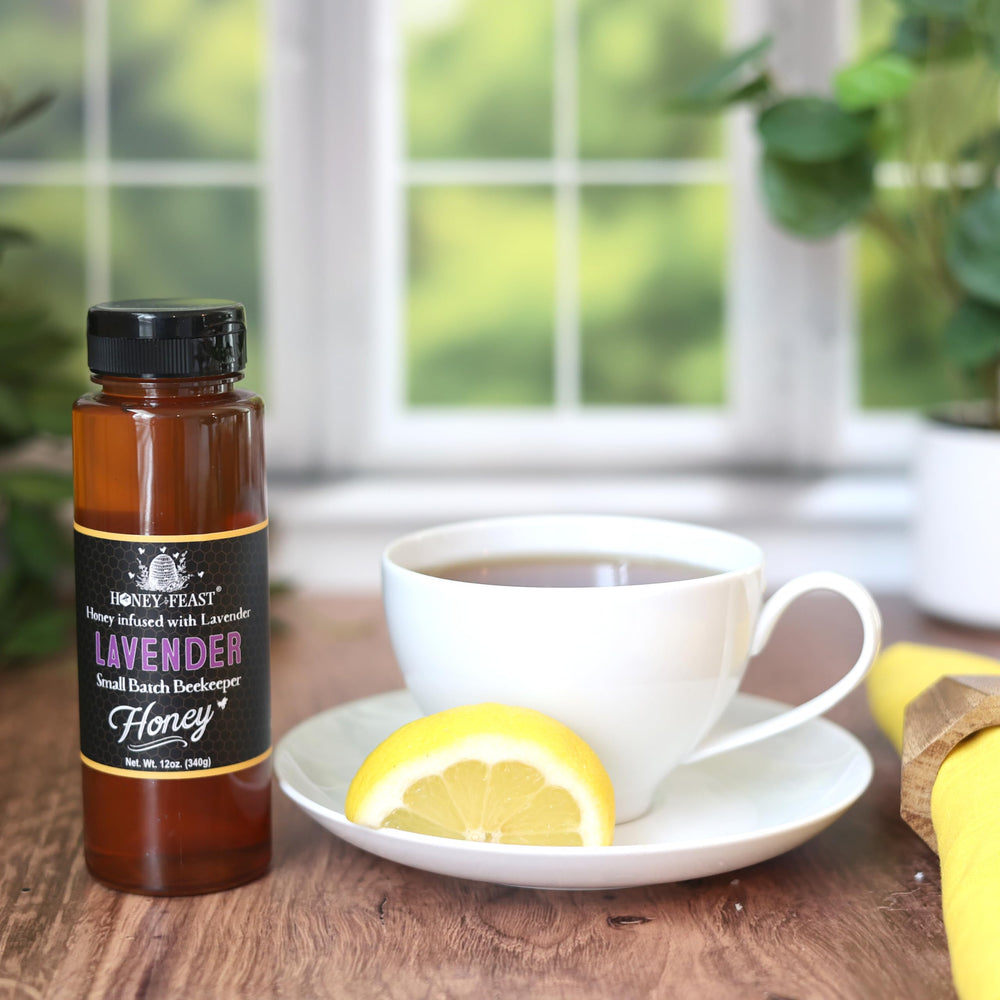 Honey Feast lavender honey drizzle over breakfast foods
