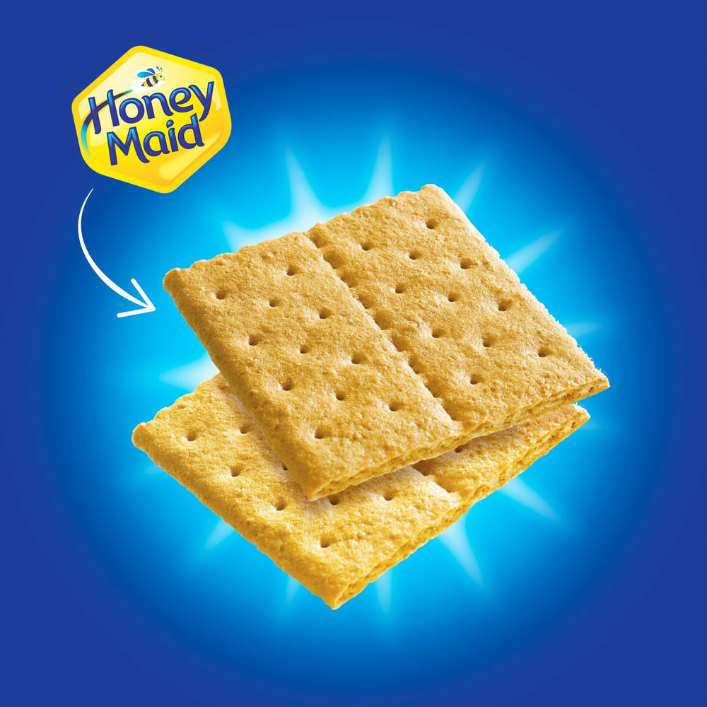 Honey Maid Honey Graham Crackers desk snack, convenient afternoon treat.