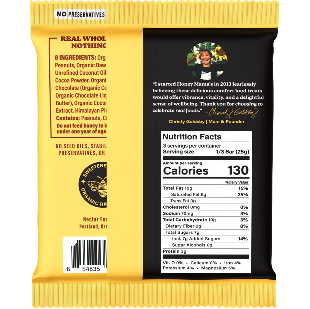 Honey Mama's organic roasted peanuts atmosphere highlights nutty notes and crunchy contrast.