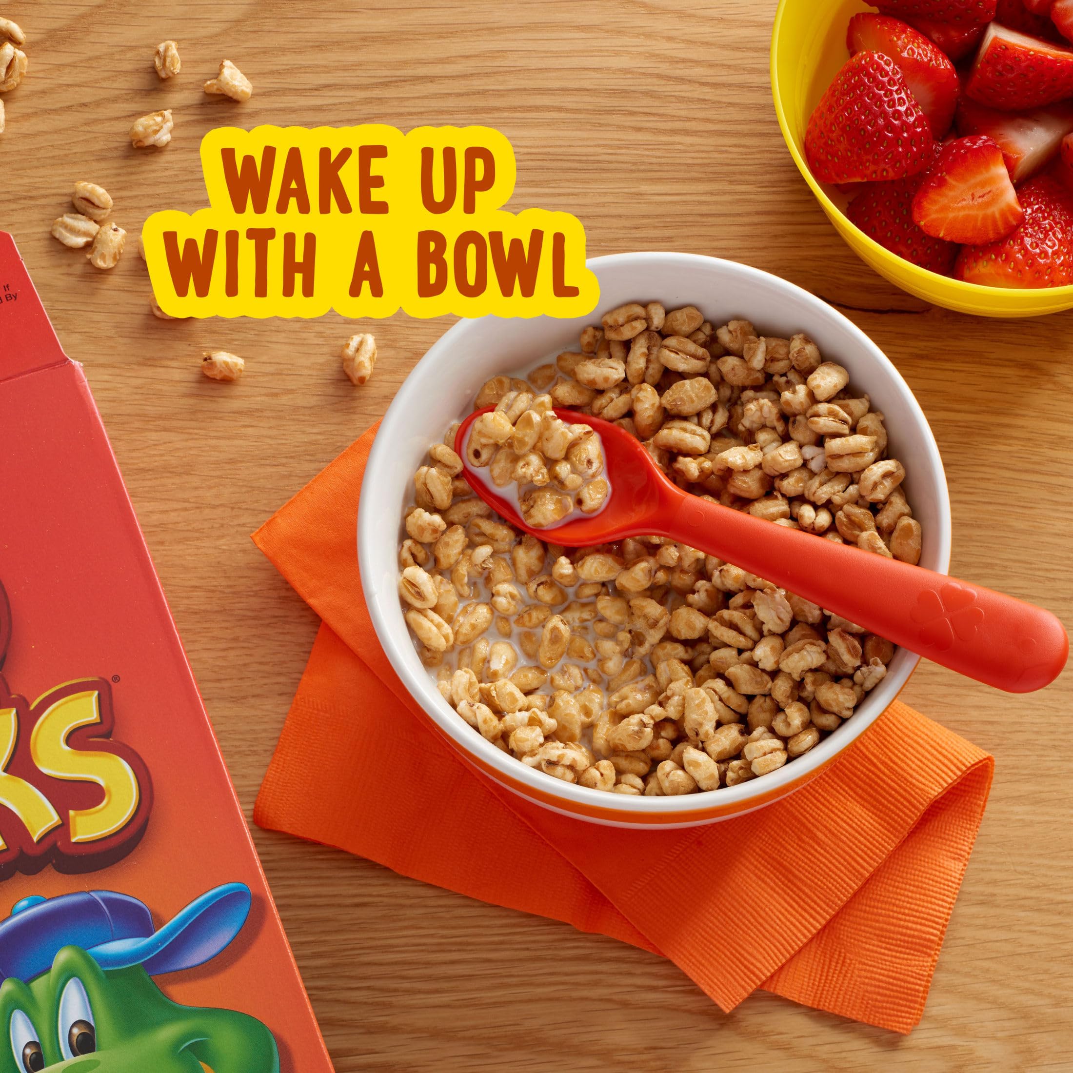 Honey Smacks spoonful mid-scoop, ready to snack.