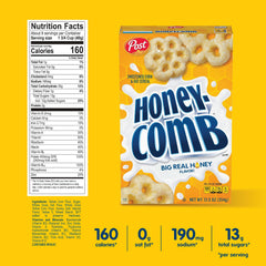Honeycomb Cereal in a bowl with milk, ready to crunch.