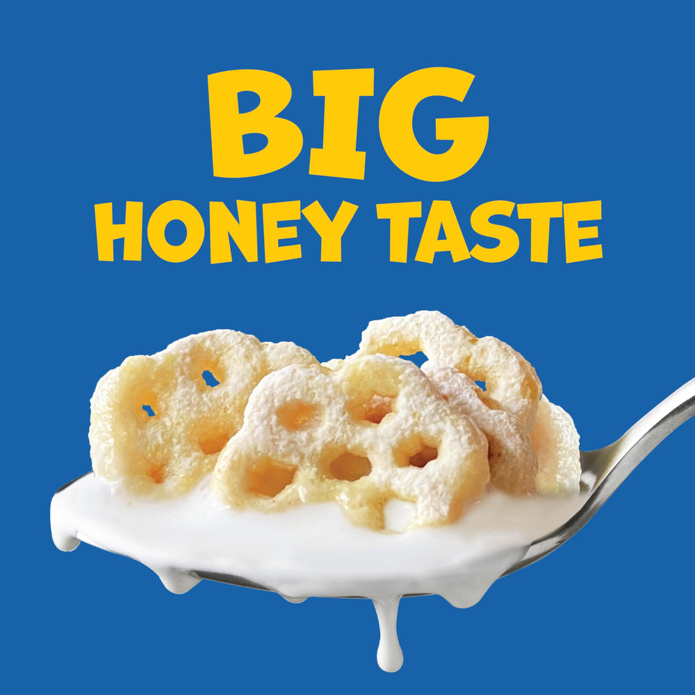 Honeycomb cereal serving bowl with fresh fruit for a balanced breakfast.