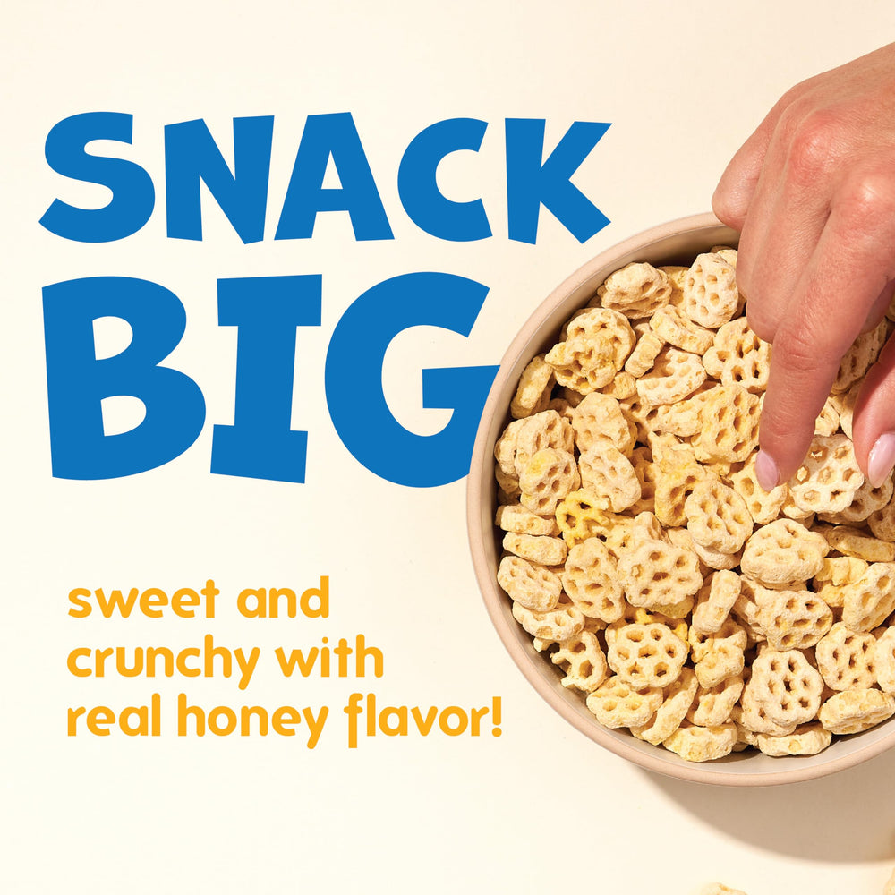 Spoonful of Post Honeycomb cereal ready to snack