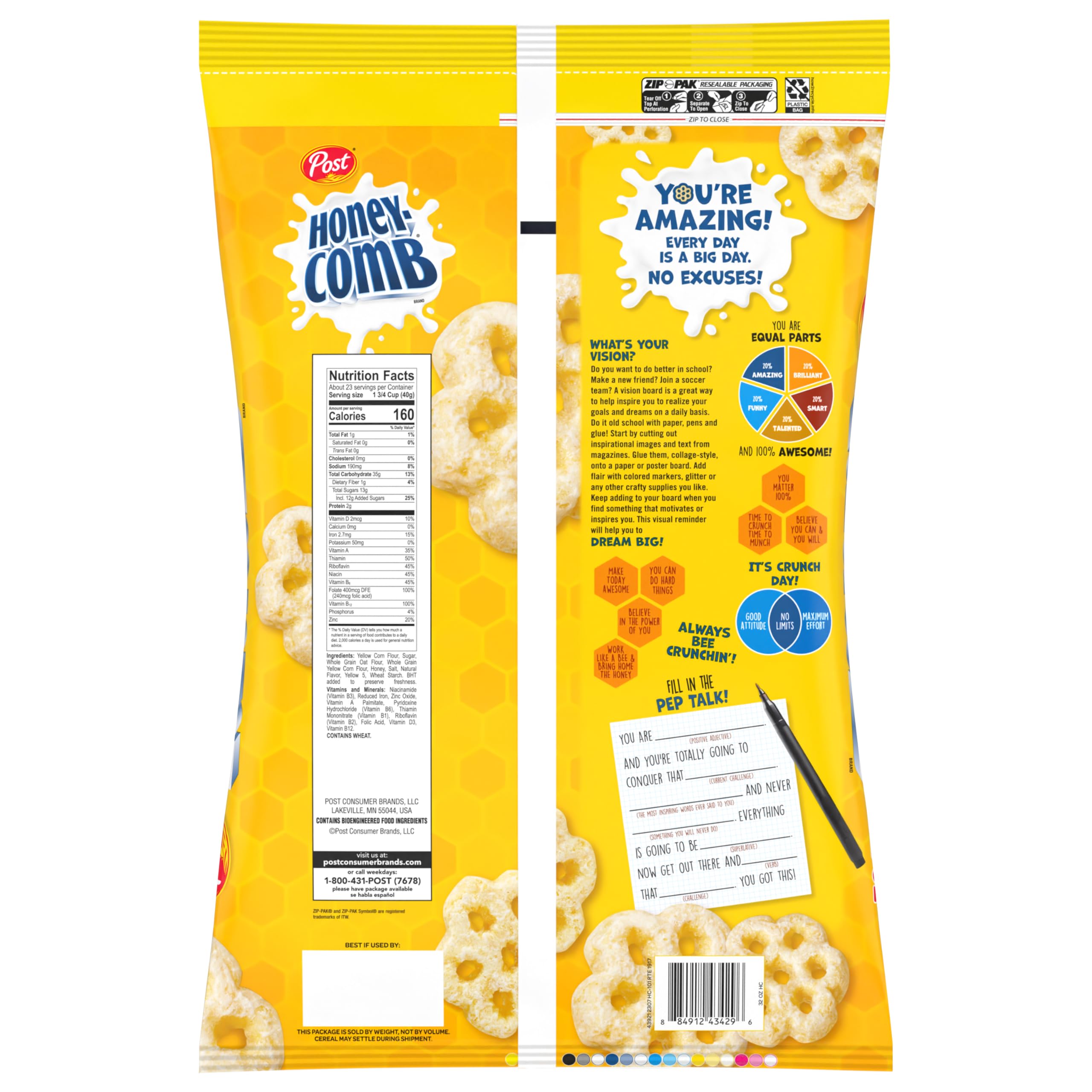 Honeycomb cereal as a tasty snack any time of day.