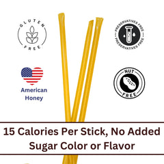 Close-up of HoneyGlow honey stick crystallized texture and rich aroma.