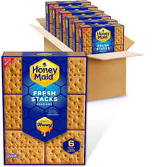 Honey Maid Fresh Stacks graham crackers boxes, convenient travel-ready packaging for sharing.