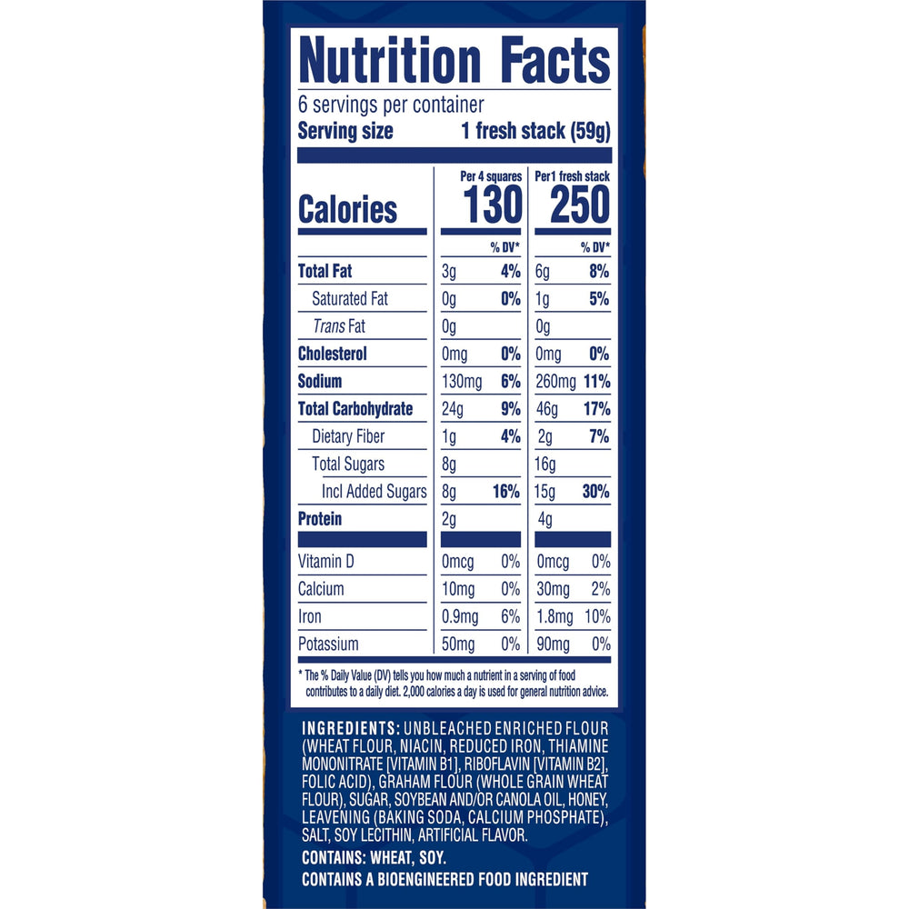 Honey Maid Fresh Stacks graham crackers stack, compact bite-sized portions for quick snacks.