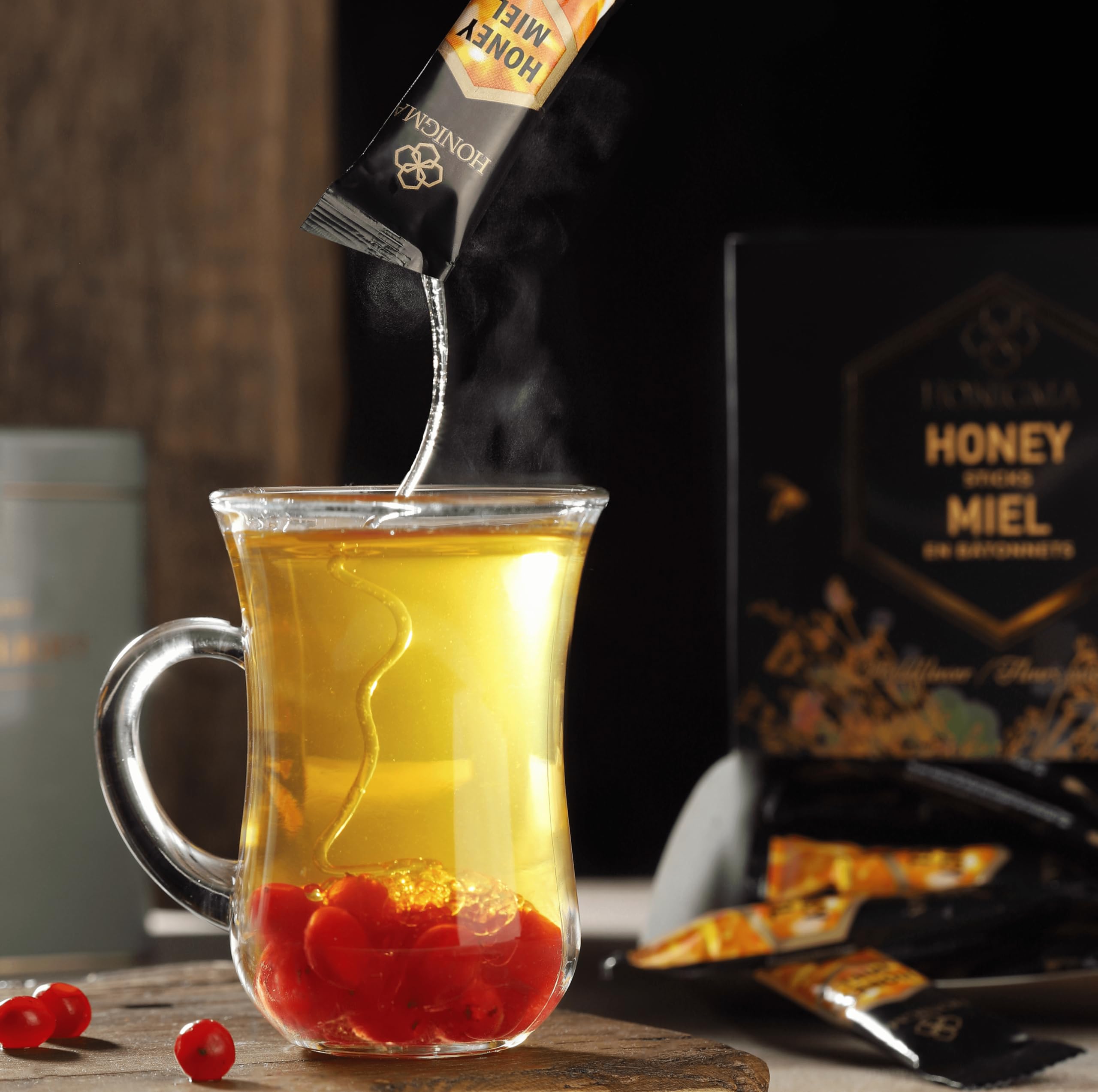 HONIGMA sustainably sourced honey sticks support ethical beekeeping.