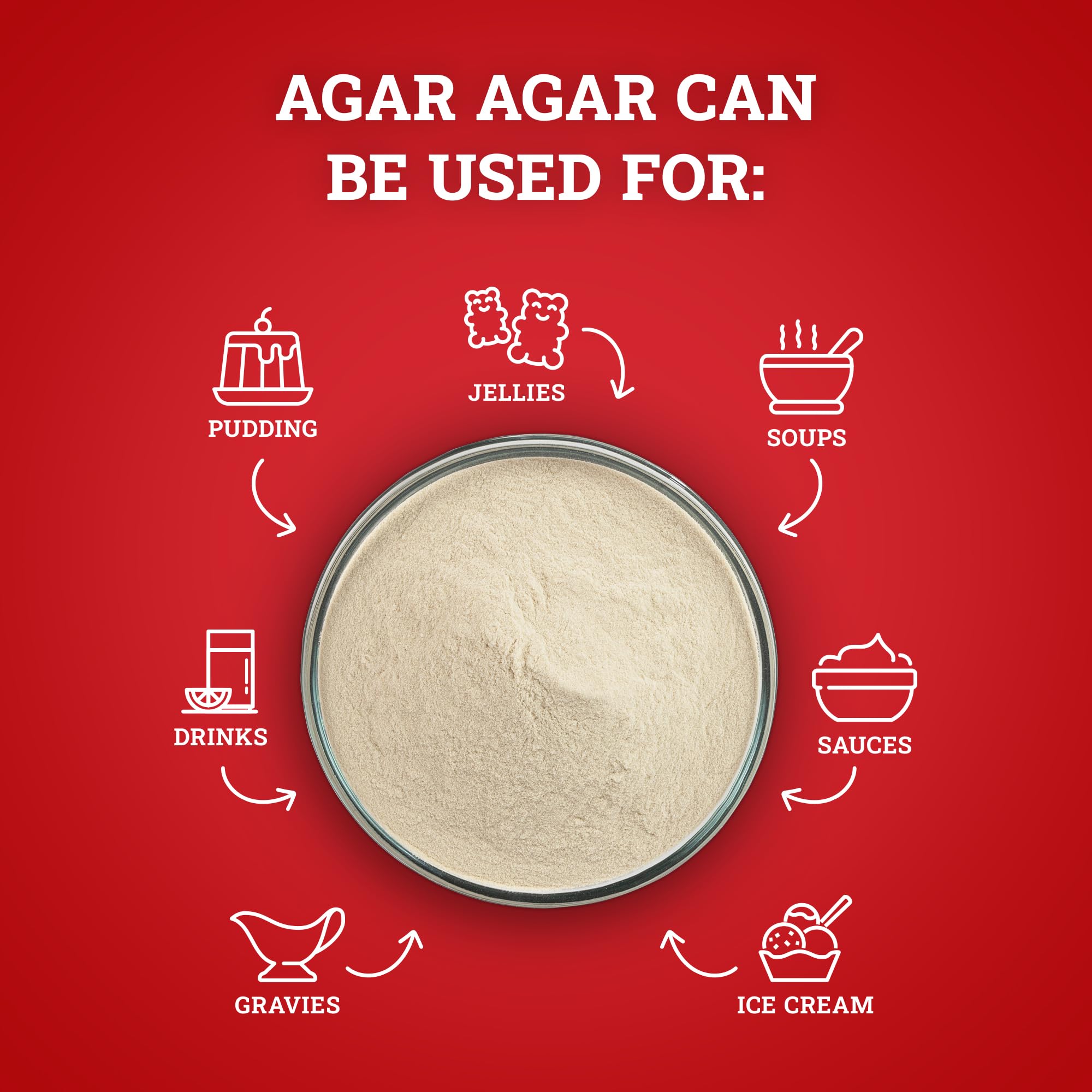 Hoosier Hill Farm agar agar powder provides dietary fiber in a glistening spoonful