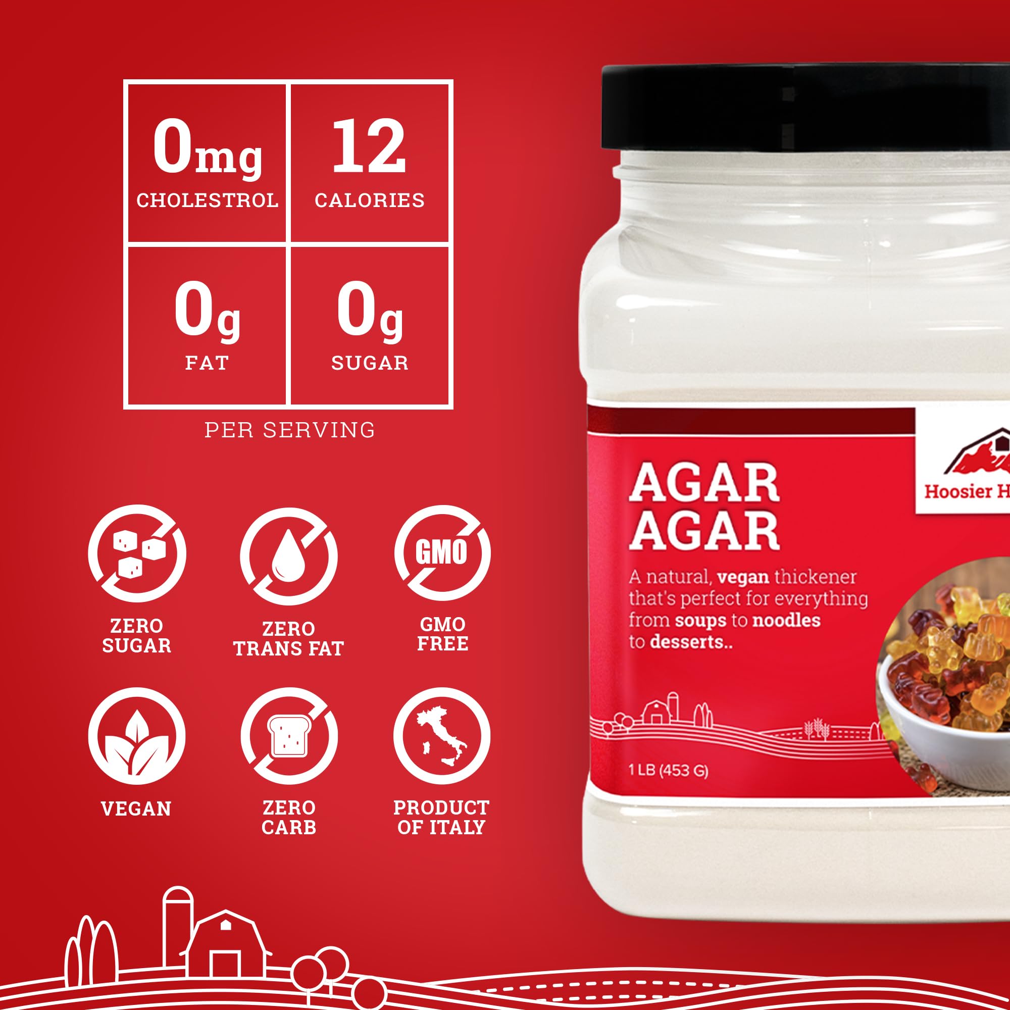 Hoosier Hill Farm agar agar powder in a mixing bowl shows plant-based thickener in action