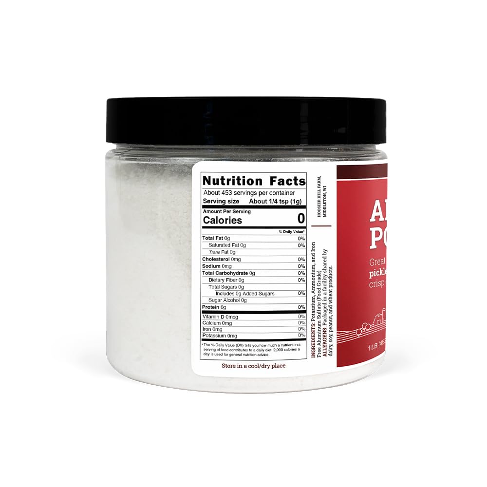Allergen facility notice for alum powder production and cross-contact note.