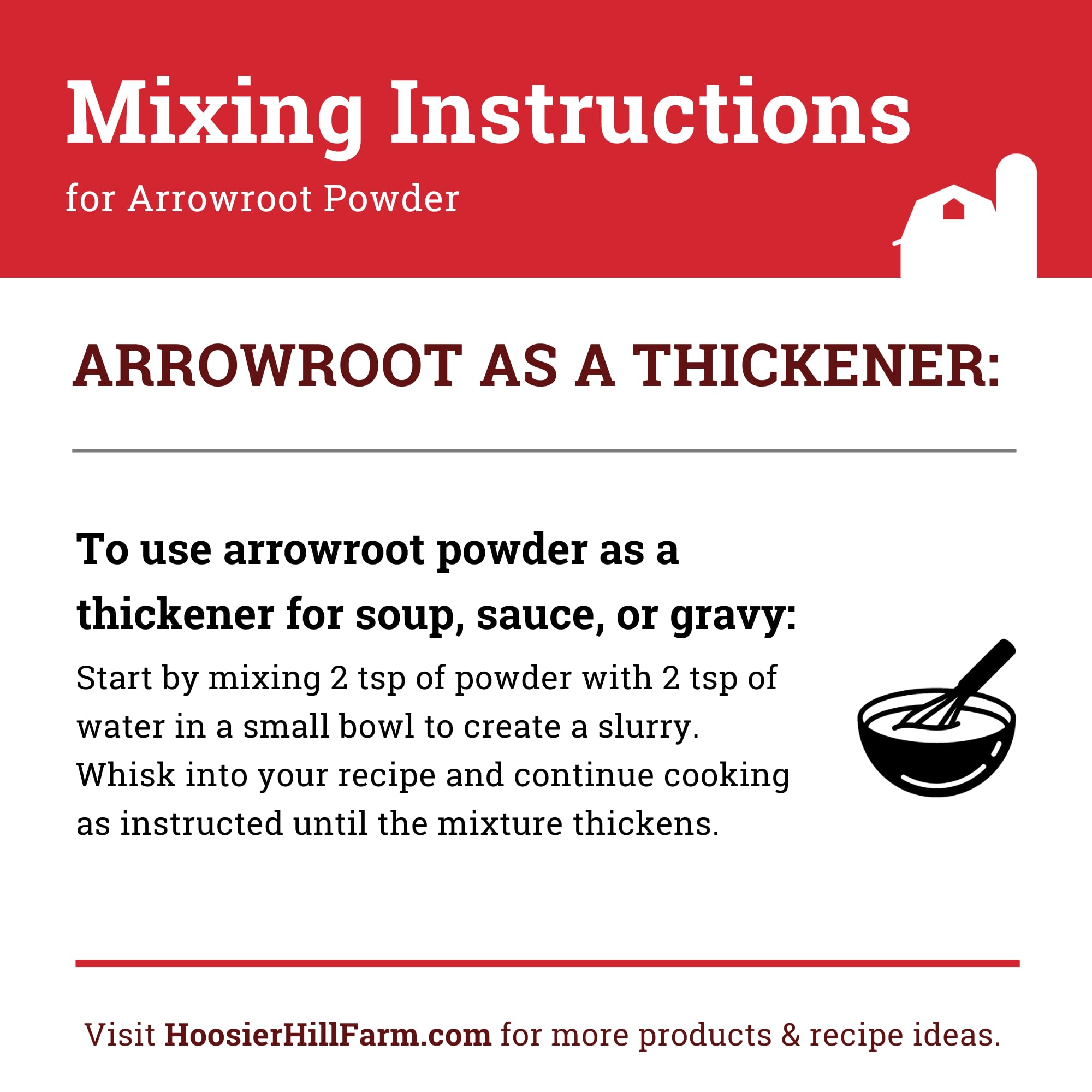 Hoosier Hill Farm arrowroot powder ready for baking and puddings.