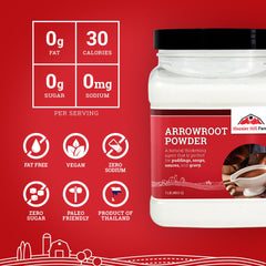 Hoosier Hill Farm arrowroot powder thickens sauces on the stove.