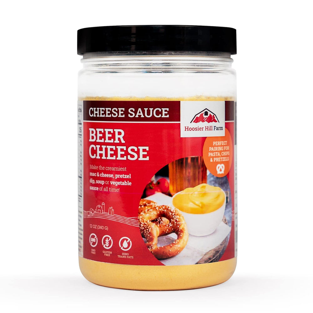 Hoosier Hill Farm Beer Cheese Sauce Mix packaging, convenient gluten-free option for savory snacks.