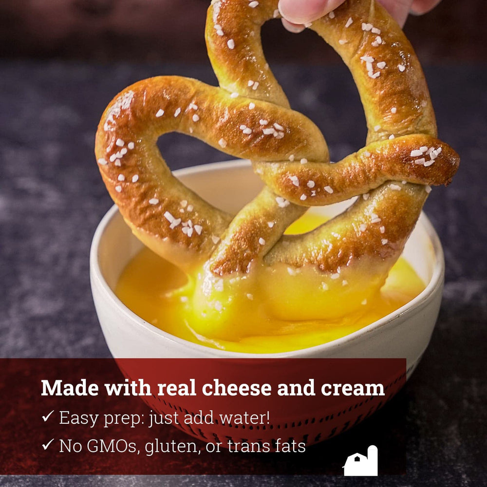 Hoosier Hill Farm Beer Cheese Sauce Mix poured over pasta for a creamy twist.
