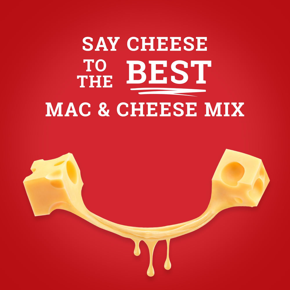 Hoosier Hill Farm Big Daddy Mac Mix enhances family meals with cheddar flavor.