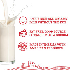Glass of milk made with Hoosier Hill Farm powder, showcasing fresh, pleasant dairy flavor.