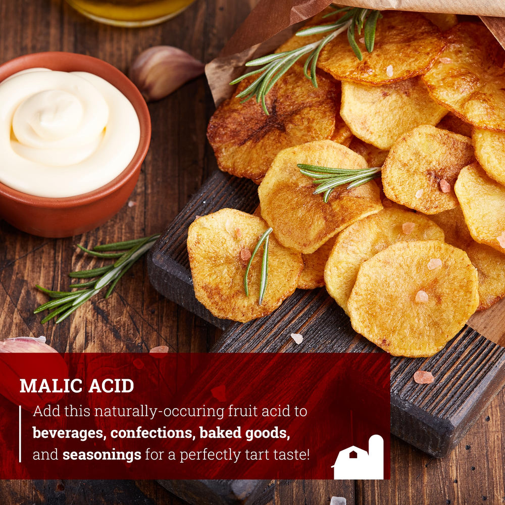 Hoosier Hill Farm Malic Acid powder used in winemaking for flavor balance.