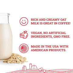 Hoosier Hill Farm oat milk powder is stirred into coffee for a creamy, plant-based drink.