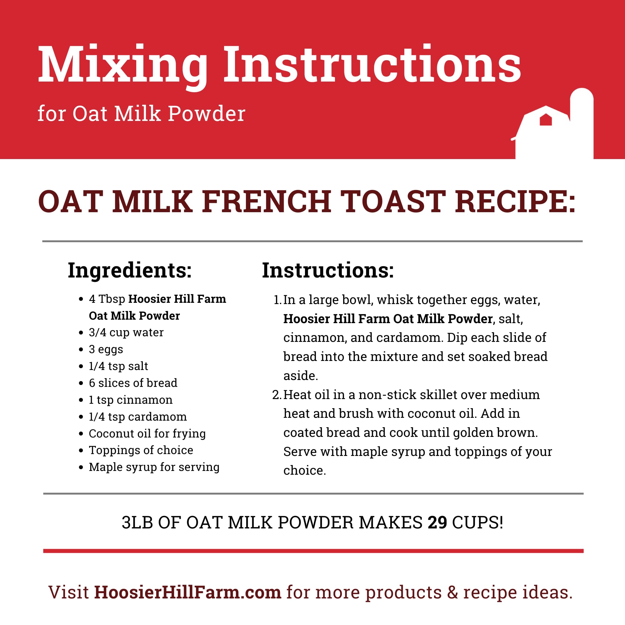Travel-ready Hoosier Hill Farm oat milk powder for camping and on-the-go nutrition.