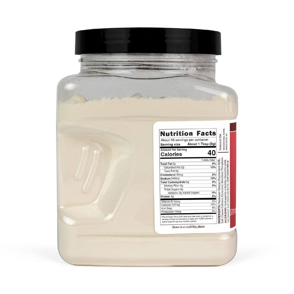 Pouring Hoosier Hill Farm Parmesan powder adds quick savory notes