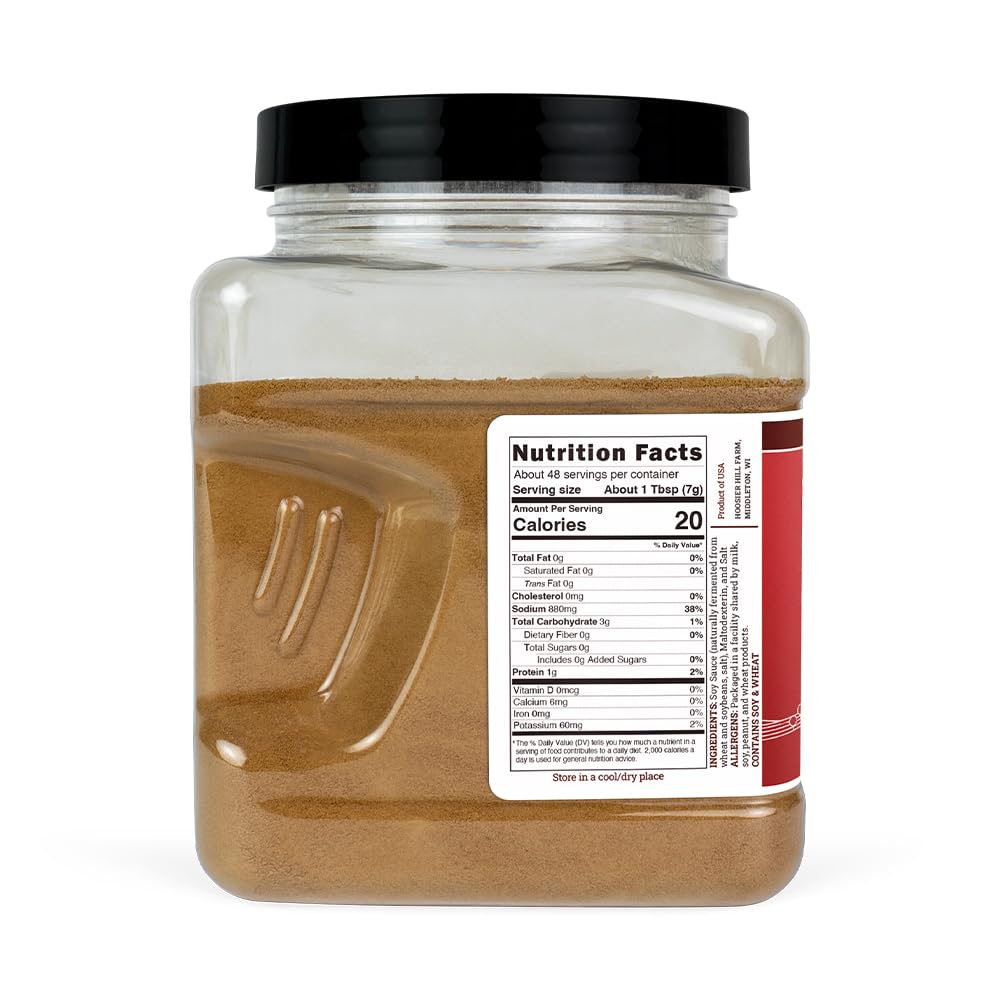Hoosier Hill Farm Soy Sauce Powder pour showing quick flavor boost for veggies