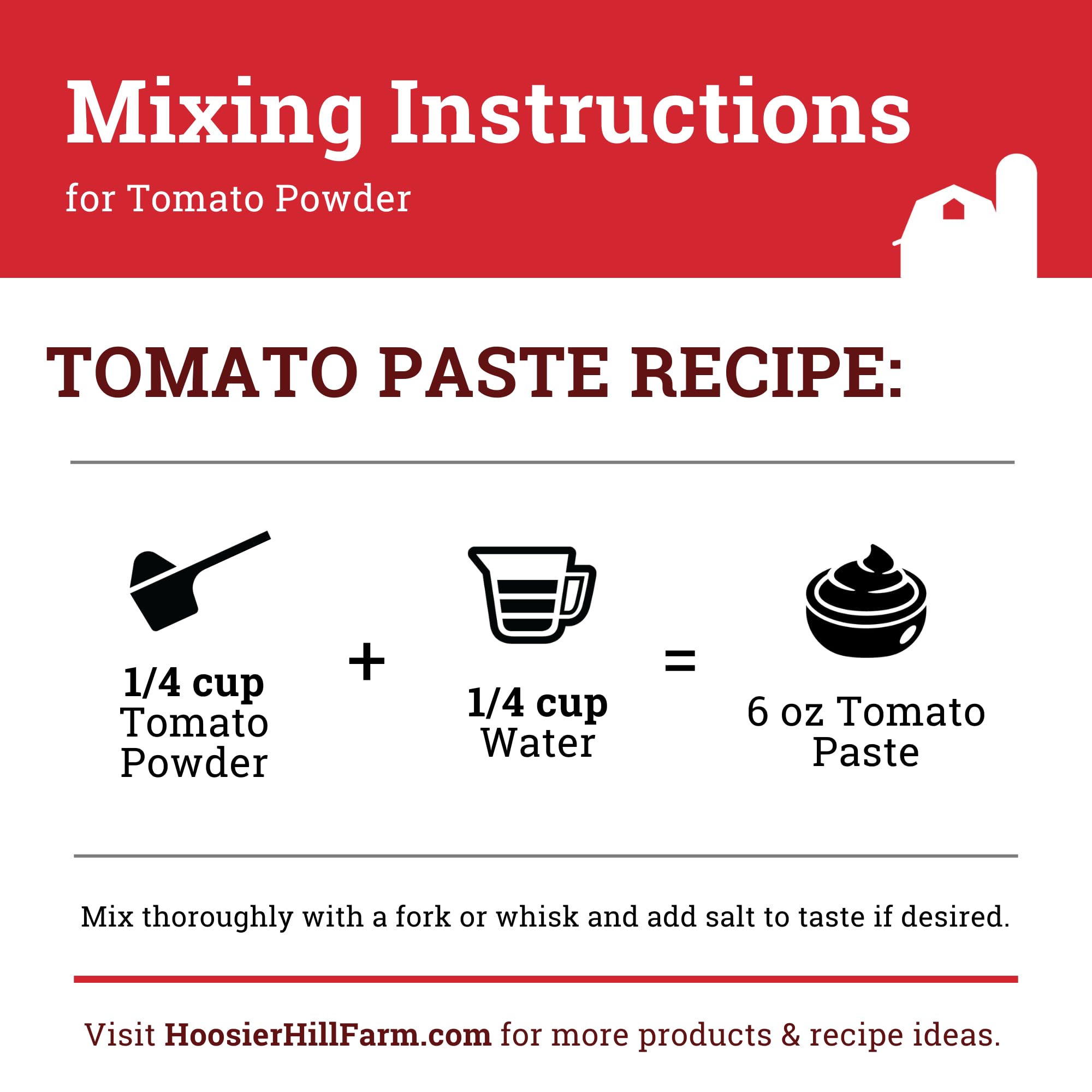Hoosier Hill Farm Tomato Powder sprinkled on a prepared dish for richer taste.
