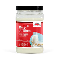 Hoosier Hill Farm whole milk powder canister for high-protein cooking and baking.