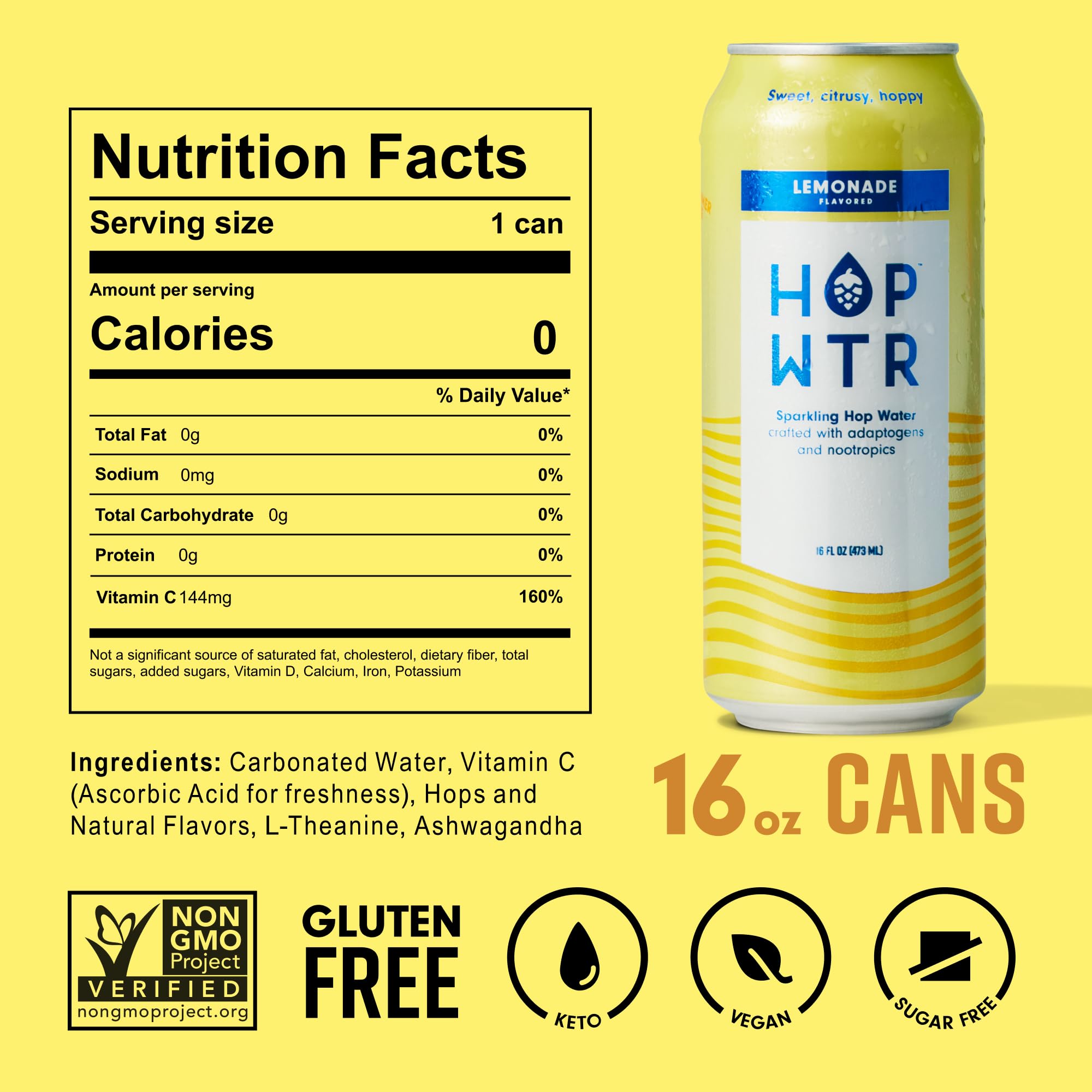 Close-up of HOP WTR Lemonade can highlights IPA-inspired aroma.